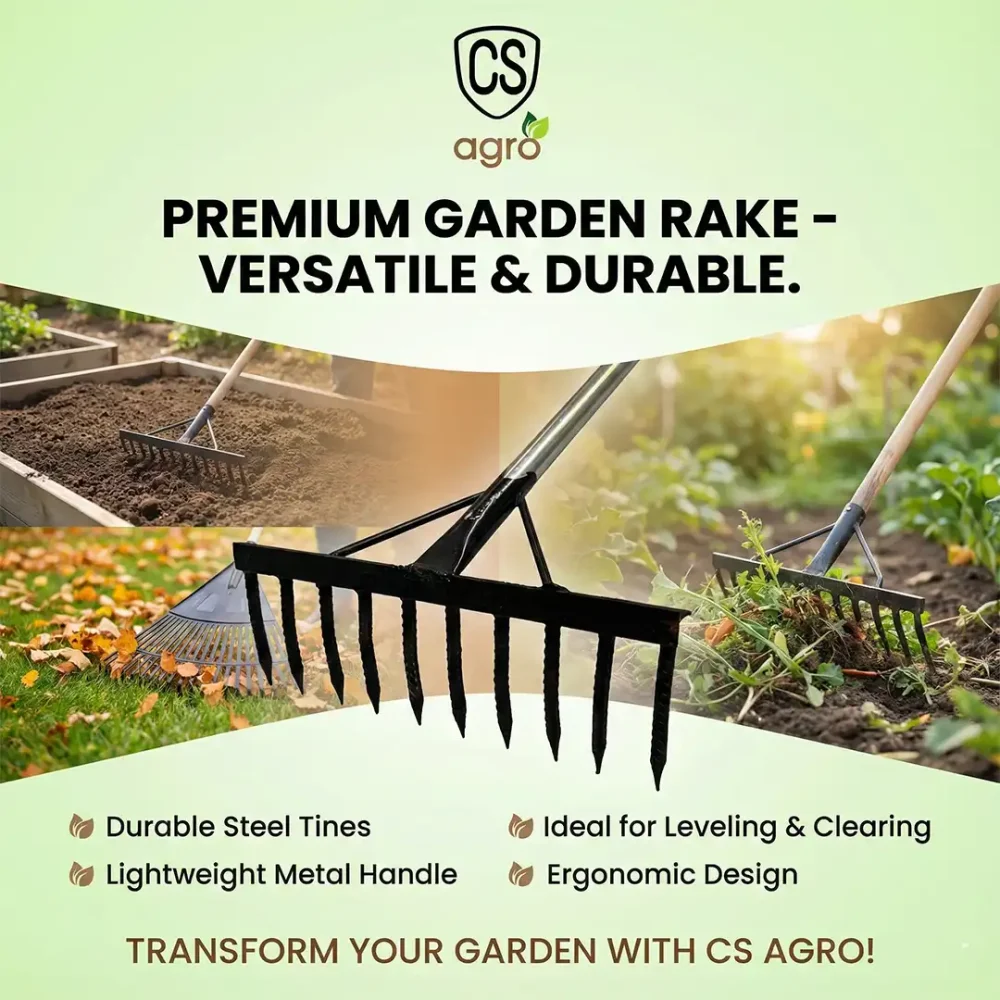 Heavy-Duty Steel Garden Rake