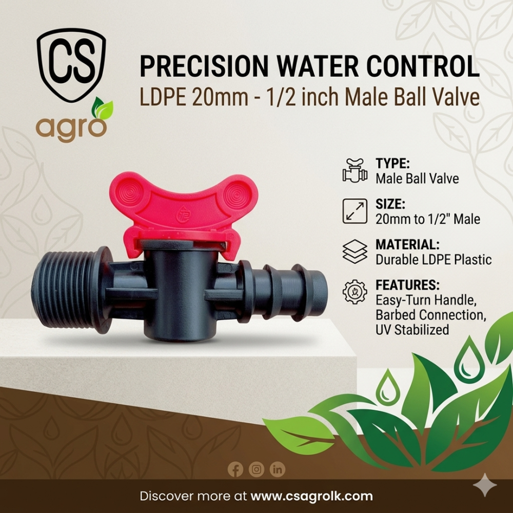 20mm x 1/2" Male Threaded LDPE Ball Valve