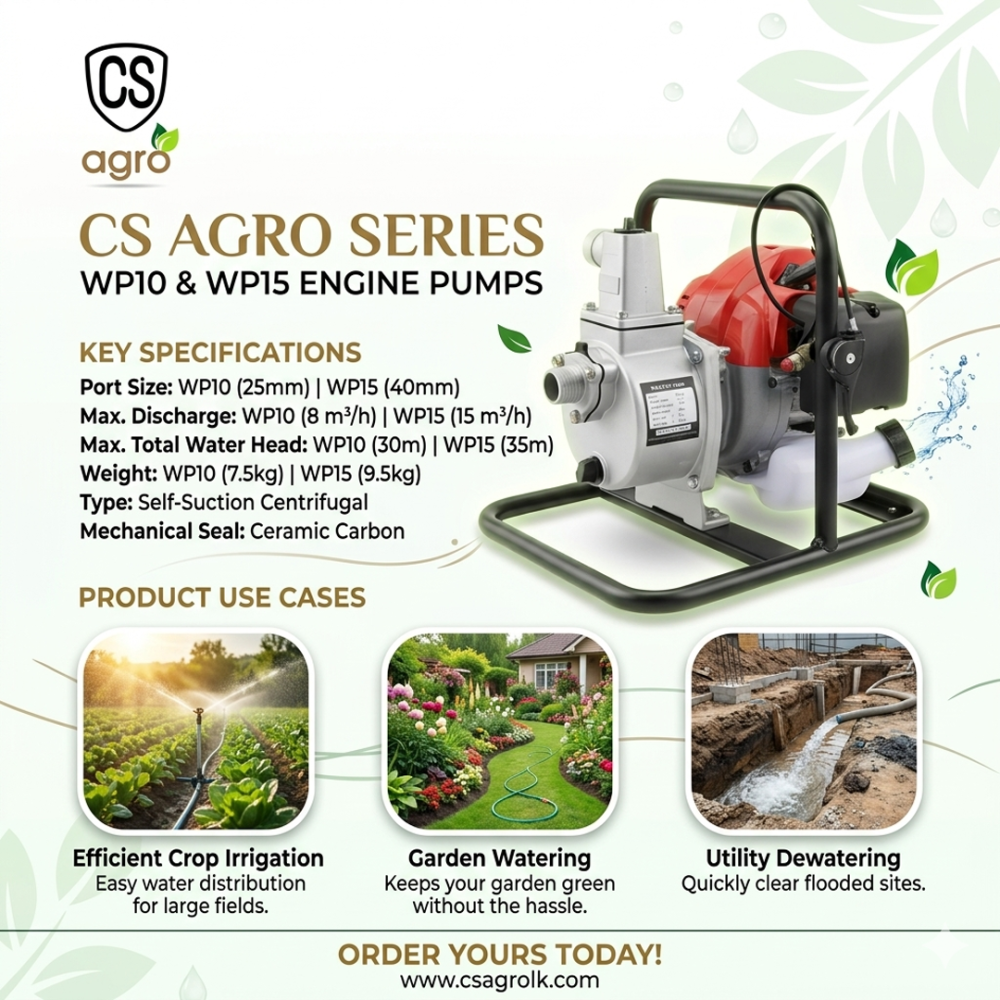 Portable Engine Water Pump - WP10 (1") & WP15 (1.5") Self-Suction Centrifugal Pump for Agriculture & Gardening
