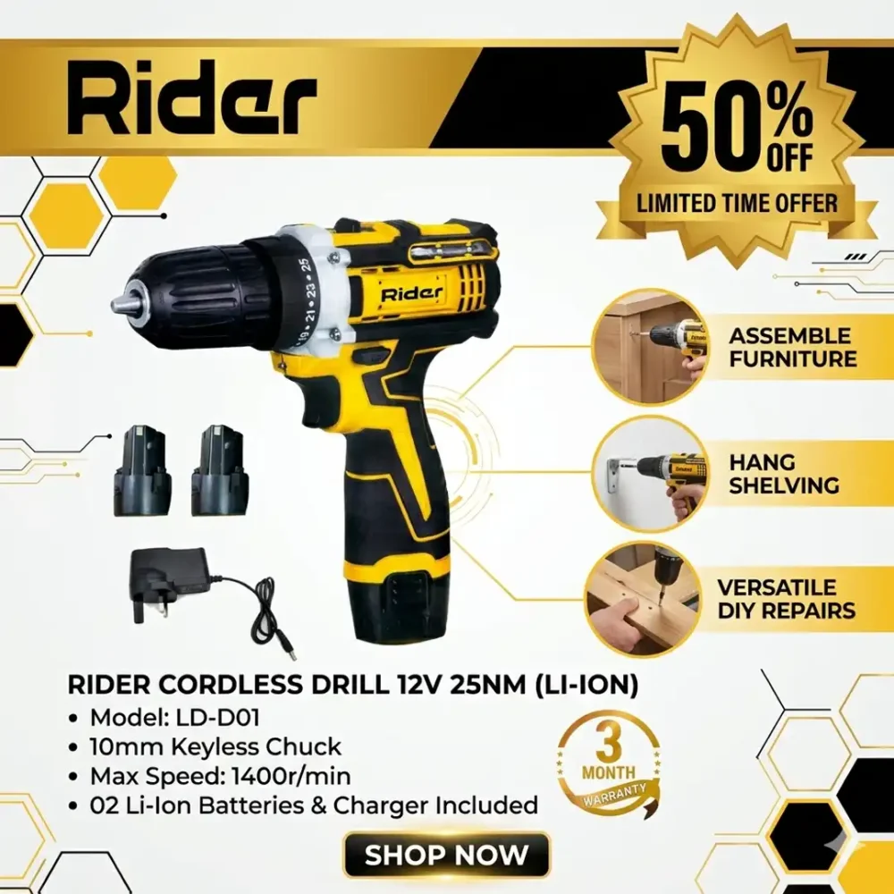 Rider Cordless Drill 12V 25NM