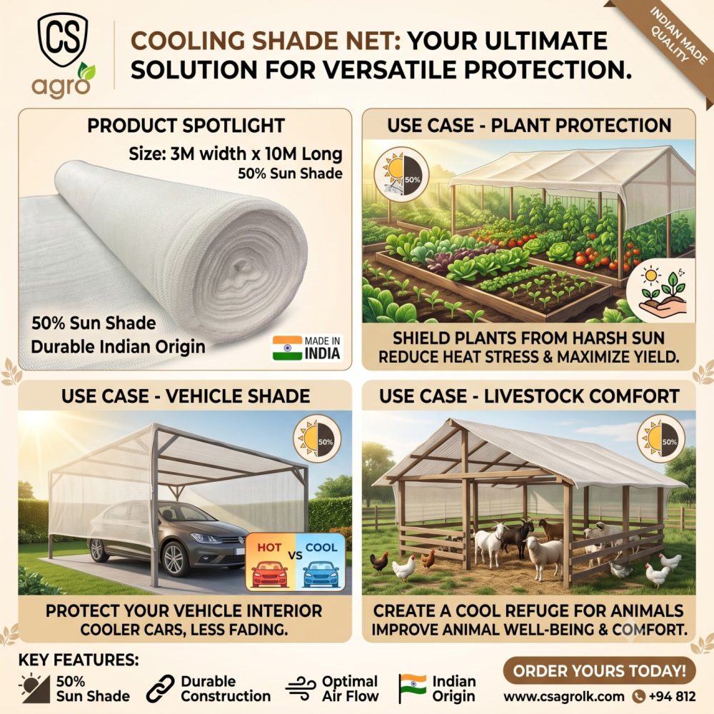 Shade Net India 50% Cooling Net 3m width 10M Long Sun Block