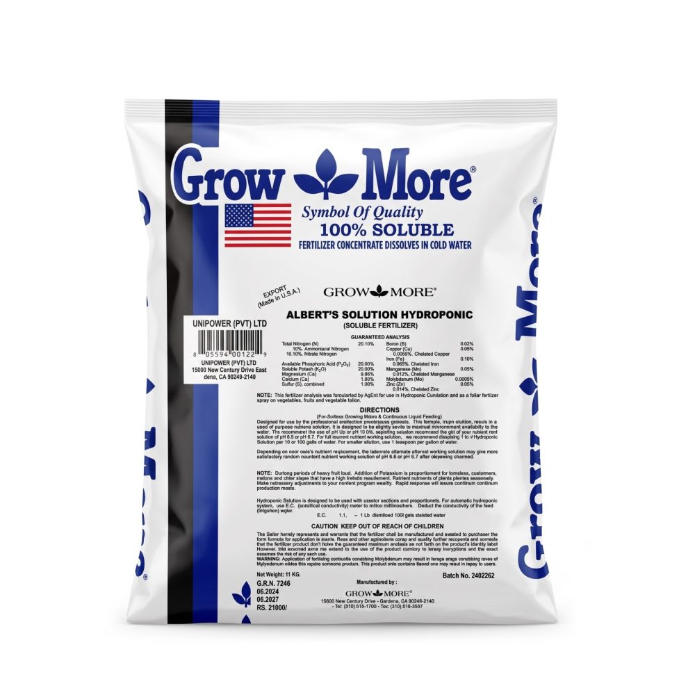 UniPower Growmore Albert Solution 11kg NPK Hydroponic Fertilizer Micronutrients