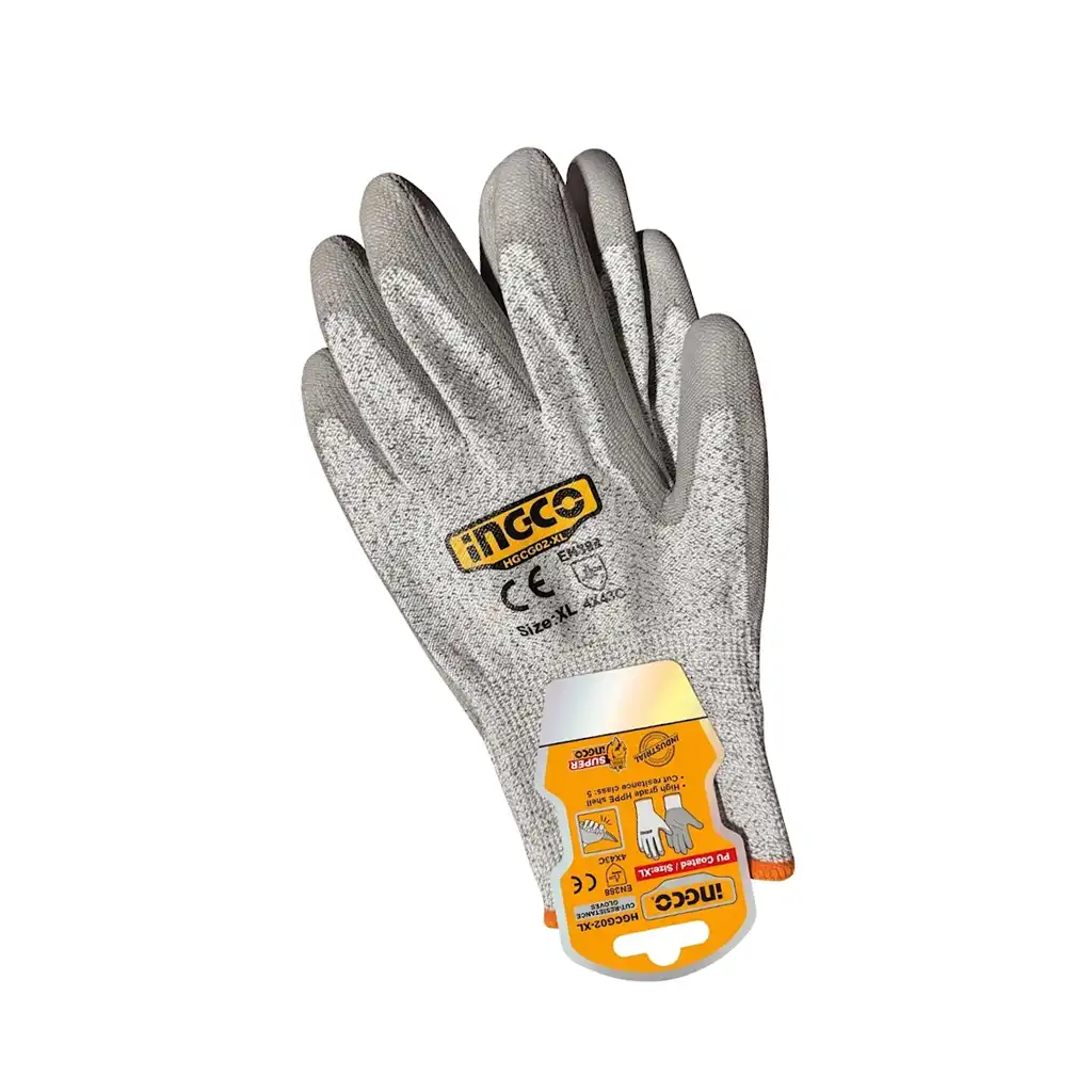 INGCO Cut Resistance Safety Gloves (Class 5) PU Coated Industrial Work Gloves (HGCG02-XL) - Image 2