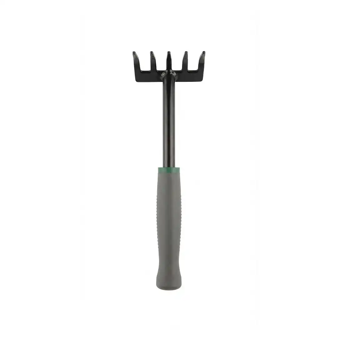 5-Tooth Garden Hand Rake | Mini Cultivator & Weeding Tool with Non-Slip Grip - Image 2