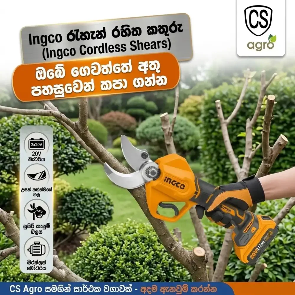 Ingco 20V Cordless Pruning Shears | Lithium-Ion Electric Garden Shears & Branch Cutter