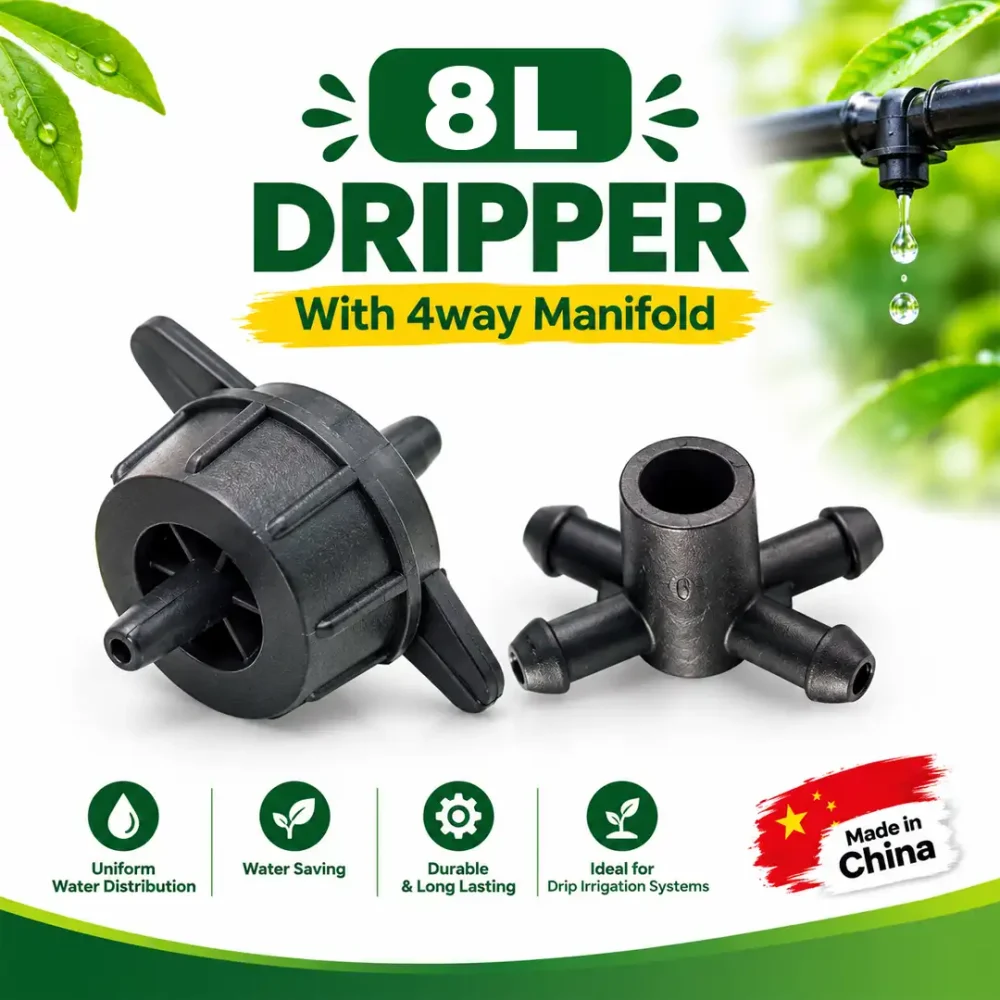 8L Dripper Irrigation Hose Drip Head With 4 Way Manifold China
