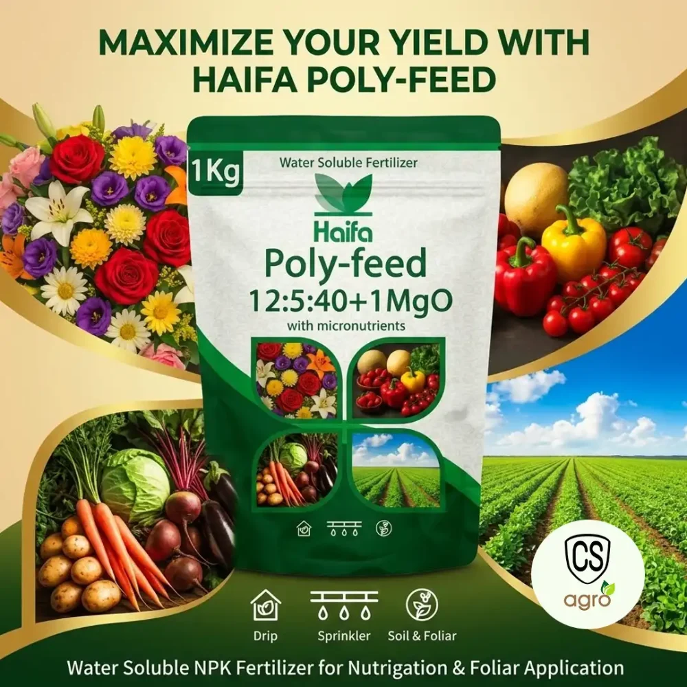 Haifa Poly-feed 12:5:40+1MgO Water Soluble NPK Fertilizer - 1Kg